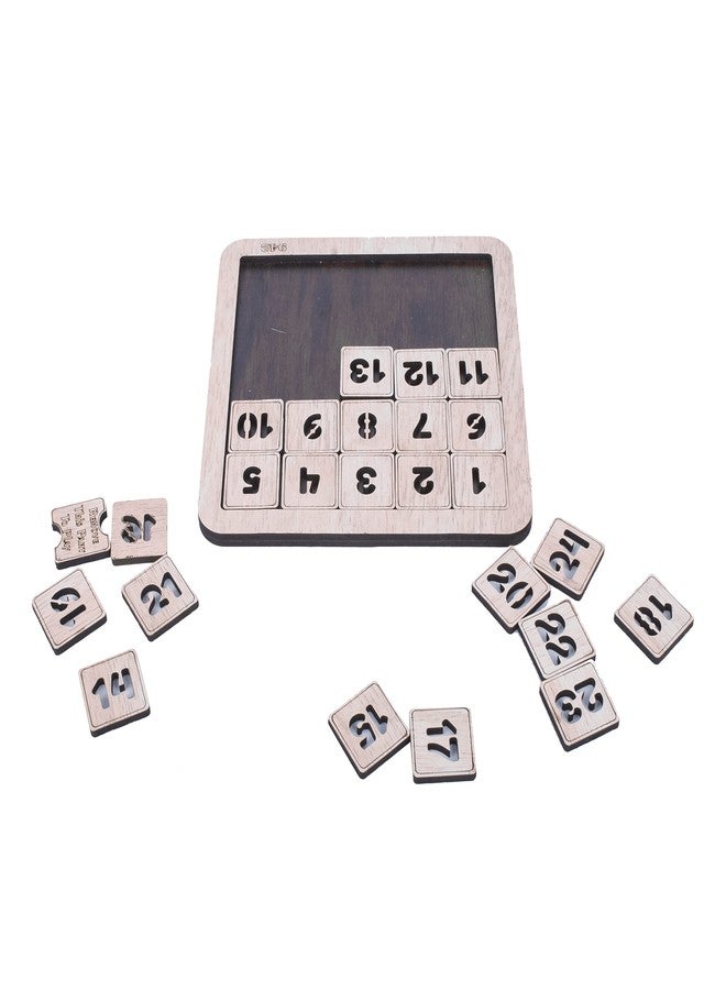 GLNRM Number Slide Wooden Puzzles 1 to 24 Educational Toy for Kids - Brain Teaser IQ Game - Non Interlocked Pieces (5 * 5) (1 to 24 Off White) - Image 3